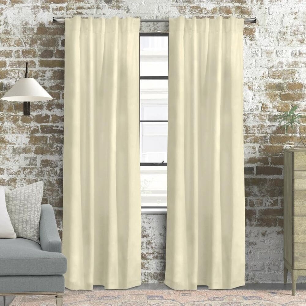 NWT Thermalogic Topsions Room Darkening Curtain Panel Pair Natural Brown 80x63